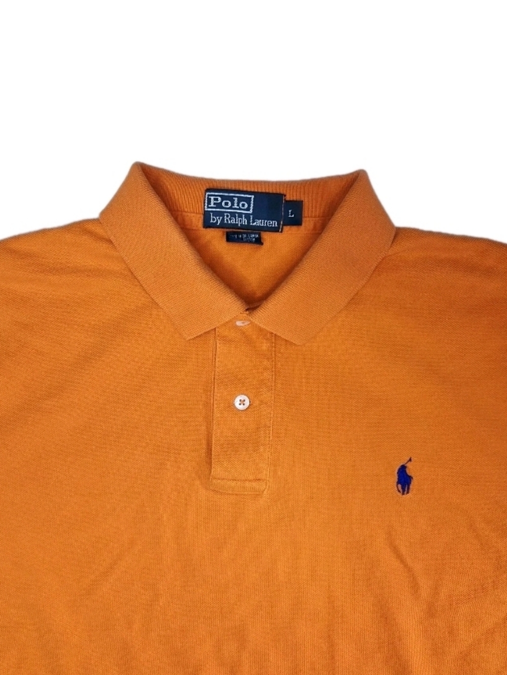 Polo Ralph Lauren Mens Vintage Polo Shirt Size L Orange Pony Logo Cotton
